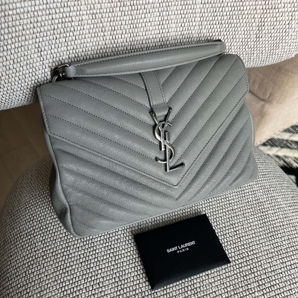 YSL Saint Laurent Medium College Chain Bag in Stone Gray - Picture 2 of 10